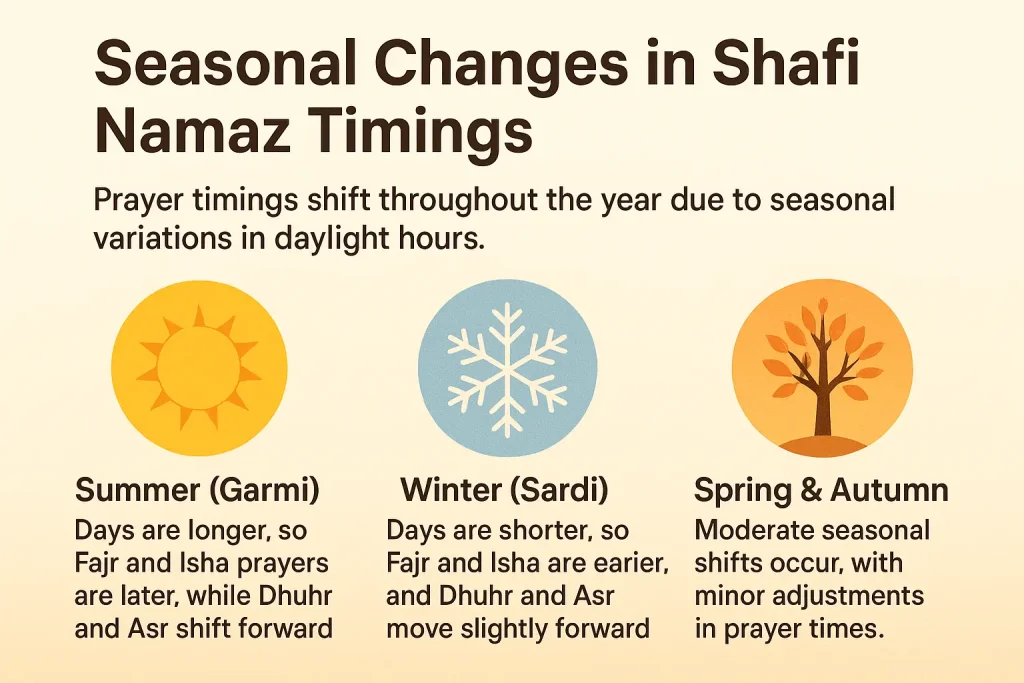 Seasonal Changes in Shafi Namaz Timings